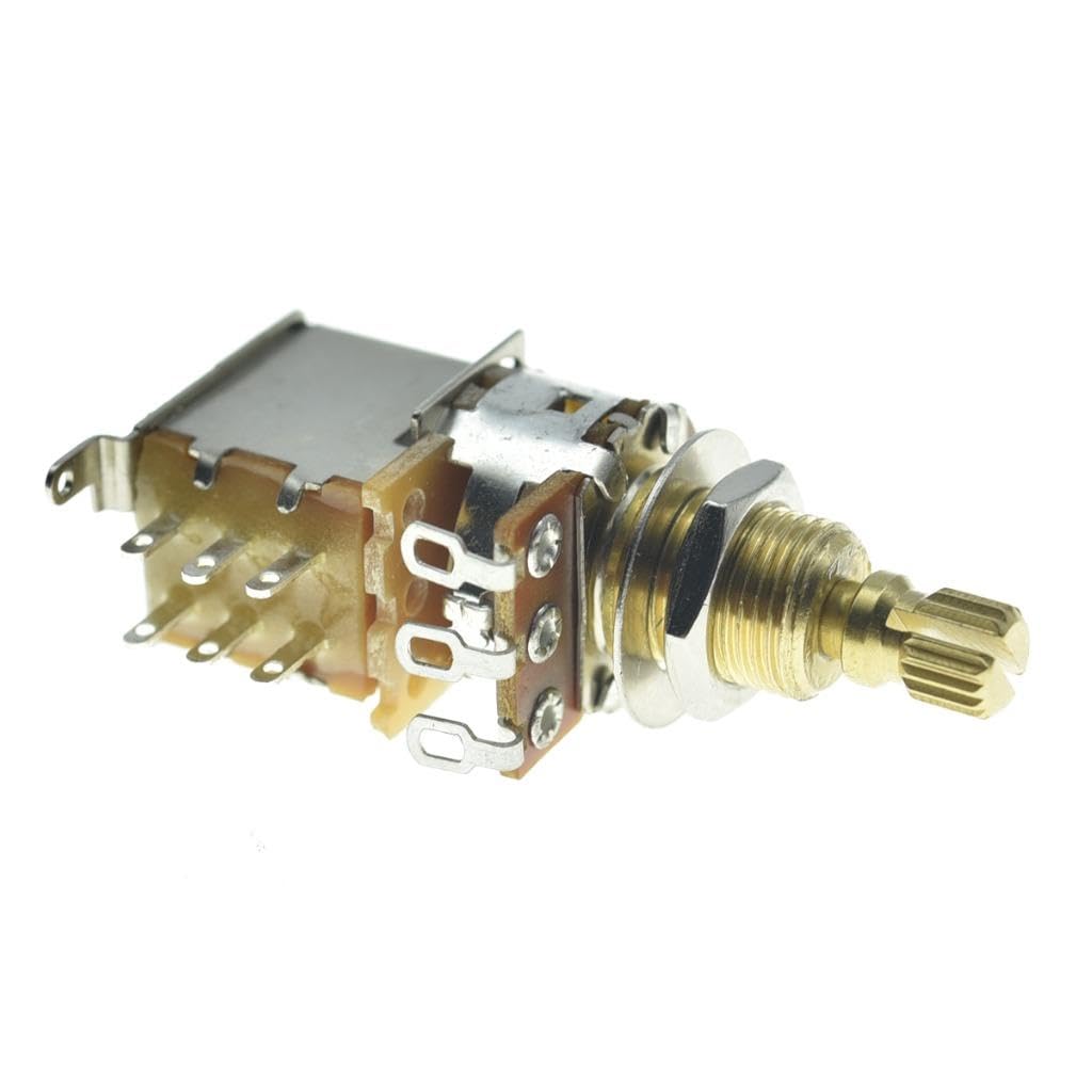 Dopro Full Brass Shaft Push/Push Pot Guitar Bass Audio/Linear Taper Potentiometer with USA Thread Shaft A500K Audio Taper 19.5mm